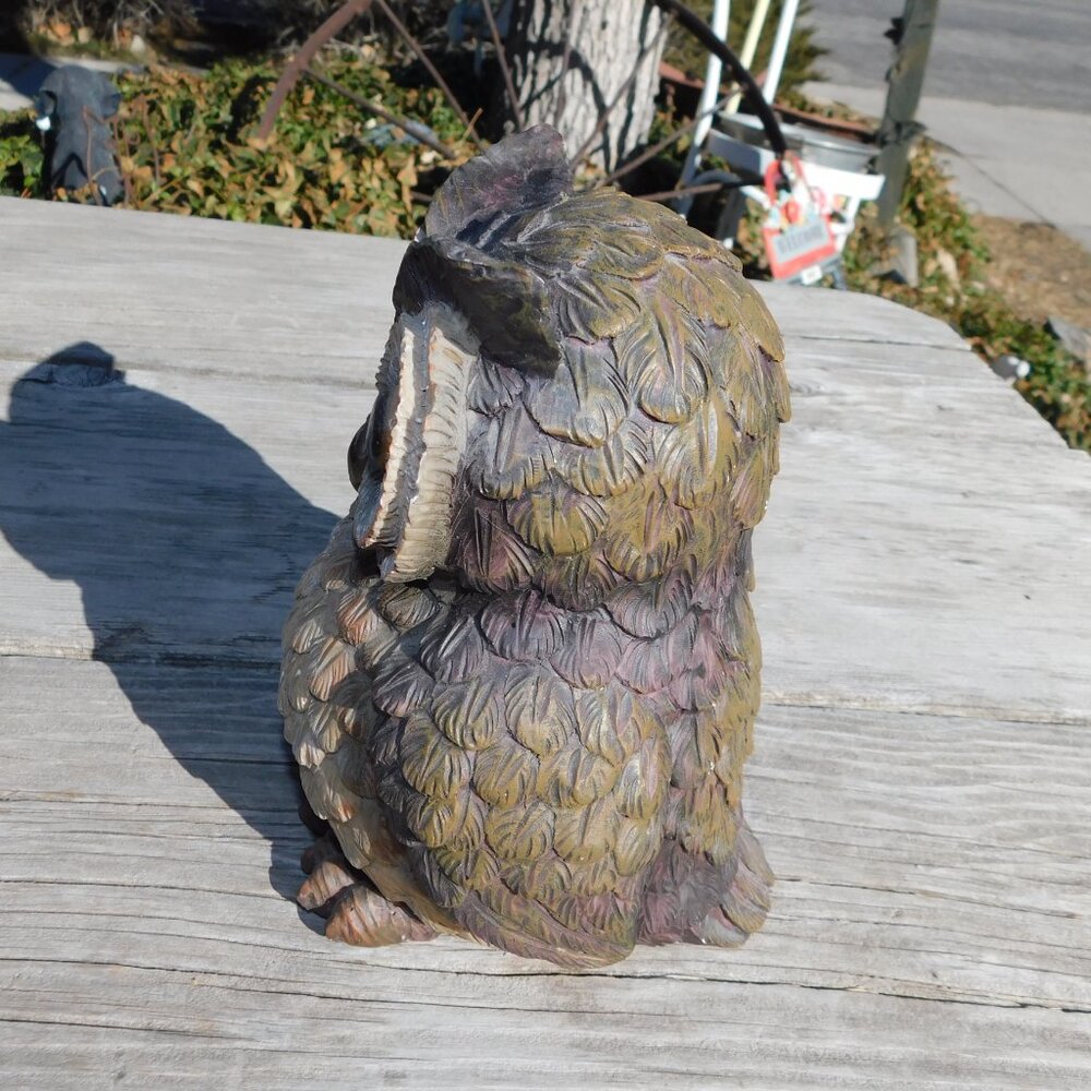OWL 10 IN FIGURINE WOODSY RUSTIC DECOR * - Picture 4 of 10